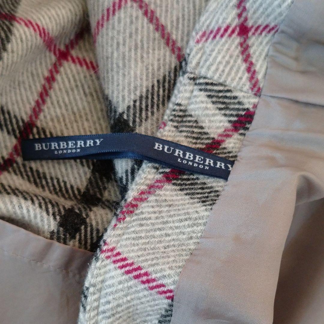 バーバリー　チェックスカート　グレー　アルパカ　サイズ46