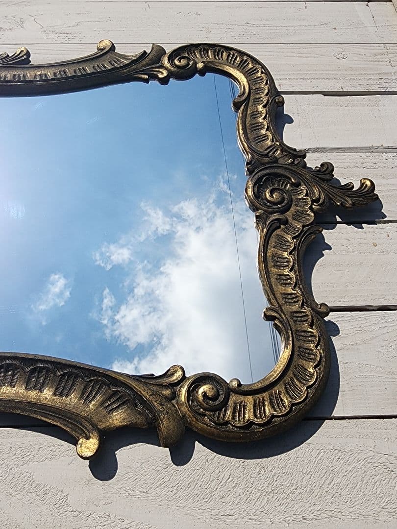 【最終価格】イタリア製 ヴィンテージ 壁掛けミラー 鋳物フレーム シャビー