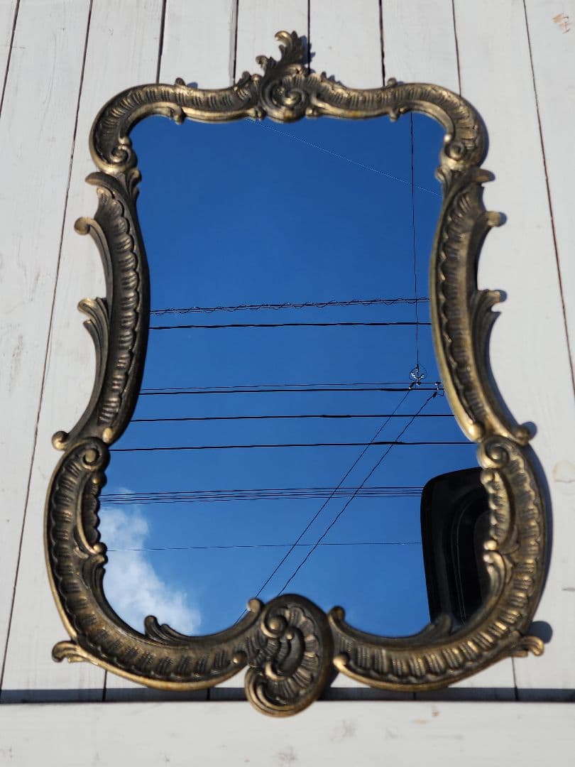 【最終価格】イタリア製 ヴィンテージ 壁掛けミラー 鋳物フレーム シャビー