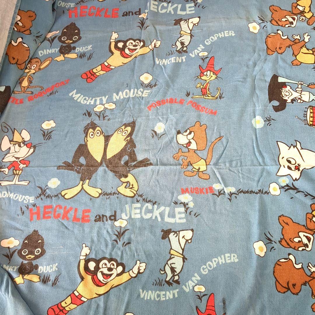 アメリカビンテージソファ、ベッドカバー　アメリカアニメ　コットン