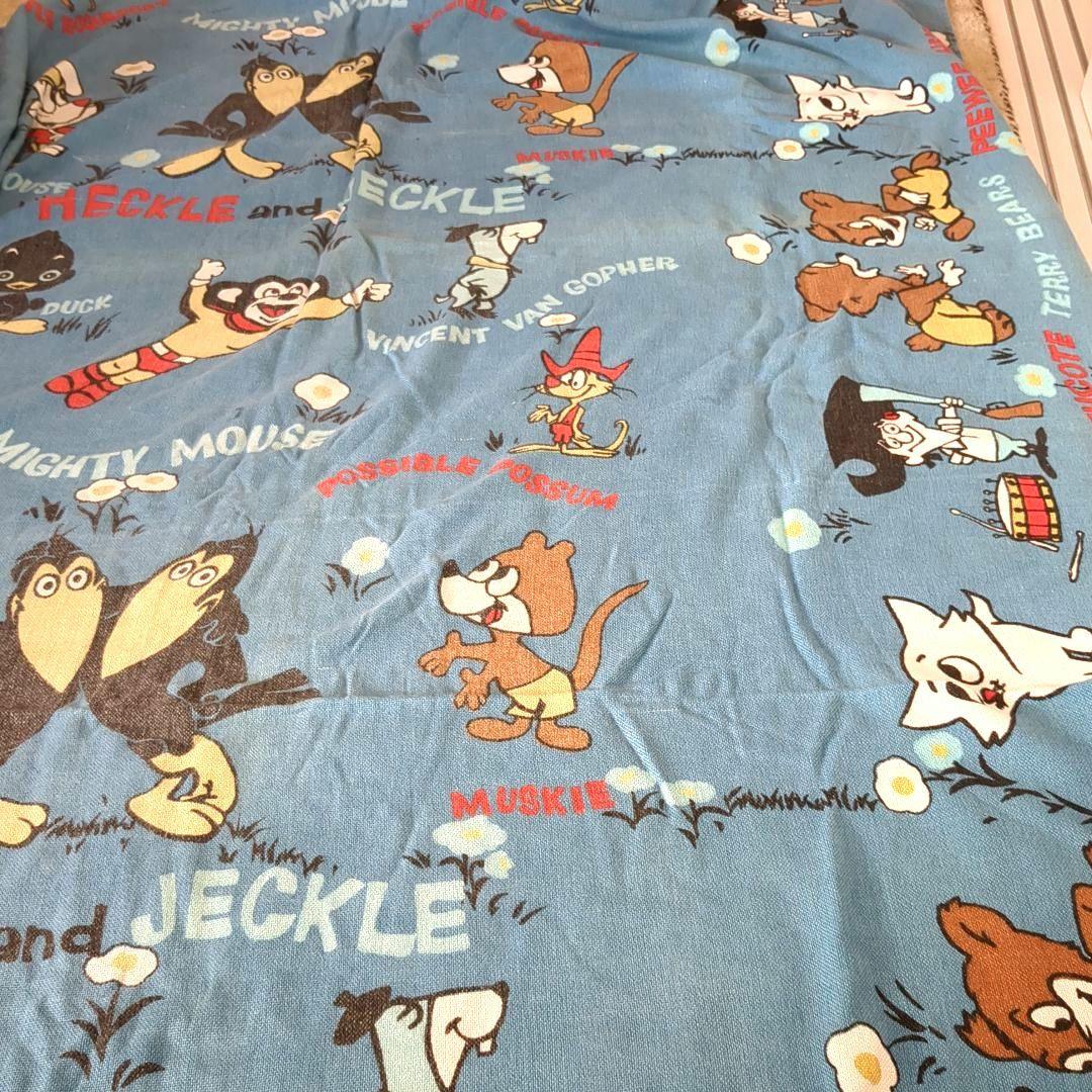 アメリカビンテージソファ、ベッドカバー　アメリカアニメ　コットン