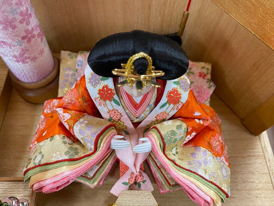 東京久月　五人飾り収納用三段セット・白木・間口約５０×奥行約５０×高さ約５９㎝