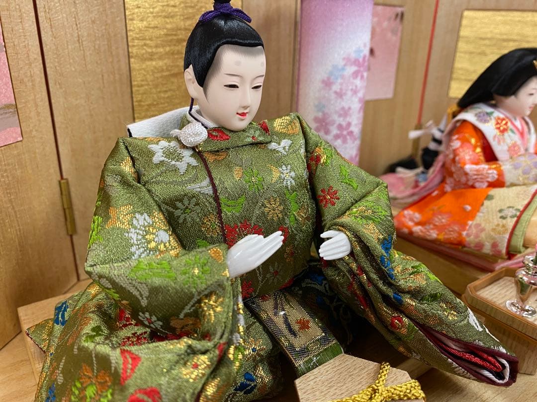 東京久月　五人飾り収納用三段セット・白木・間口約５０×奥行約５０×高さ約５９㎝