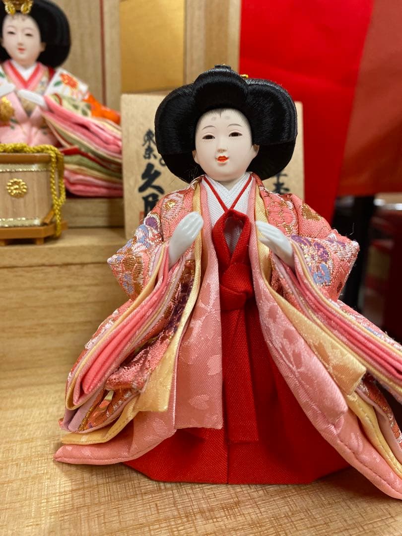 東京久月　五人飾り収納用三段セット・白木・間口約５０×奥行約５０×高さ約５９㎝