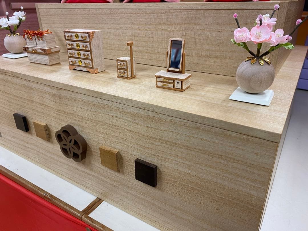 東京久月　五人飾り収納用三段セット・白木・間口約５０×奥行約５０×高さ約５９㎝