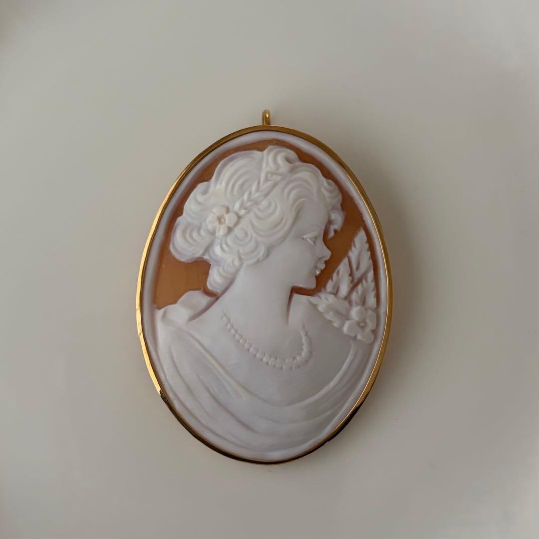 k18 シェル カメオ ペンダント