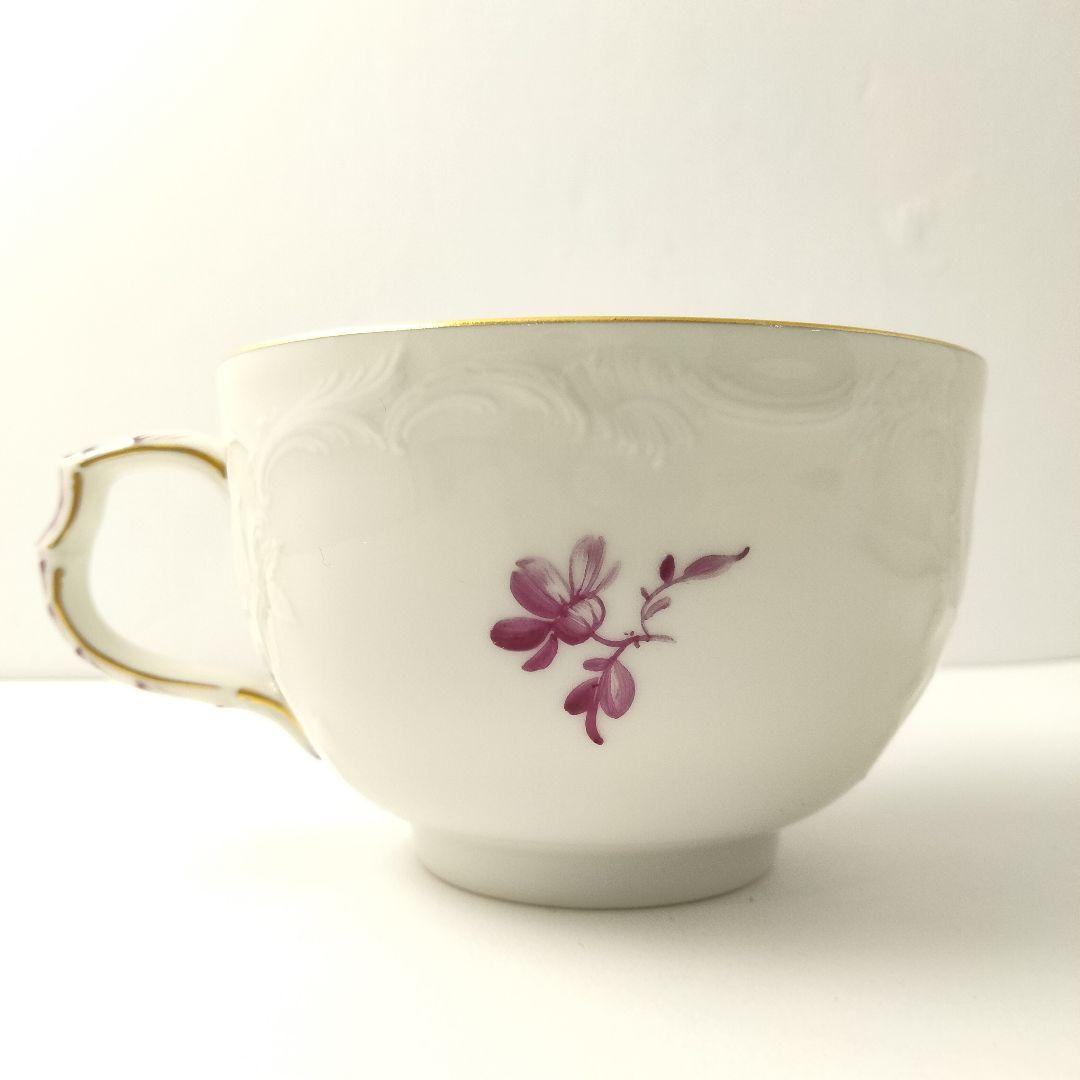 R132 KPM ベルリン王立磁器製陶所 手描花文レリーフ入り トリオ