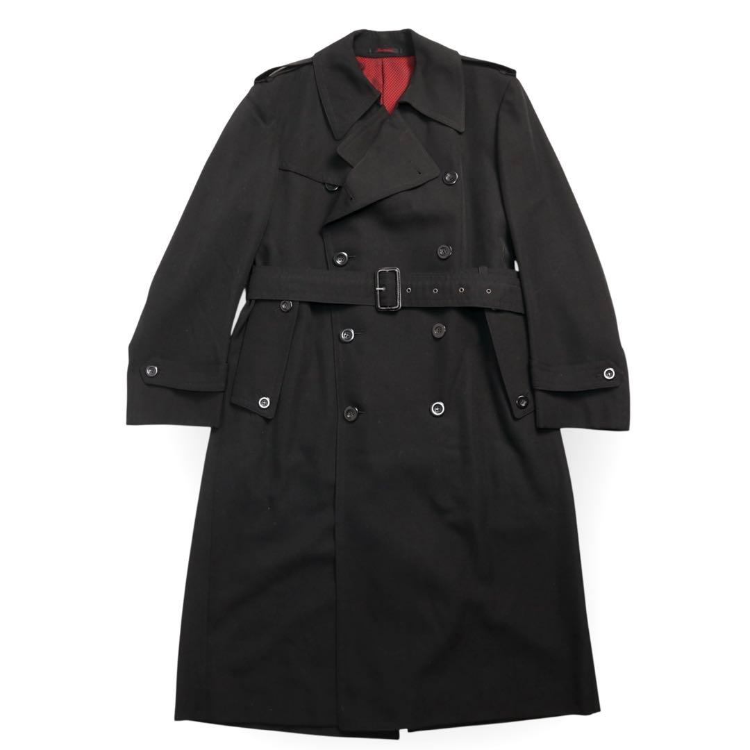 Vintage 80s 90s ロングコート トレンチコート ウール ブラック
