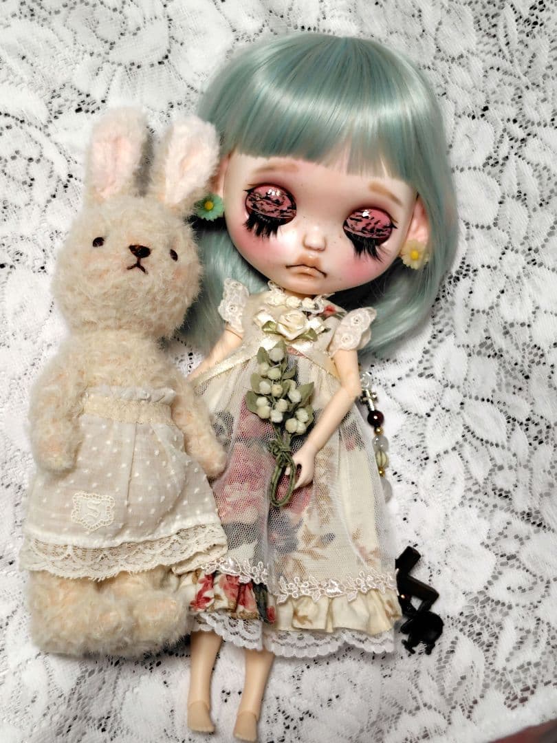 モヘアのテディベア 子うさぎ ブライスのお仲間に♡❁短期出品❁