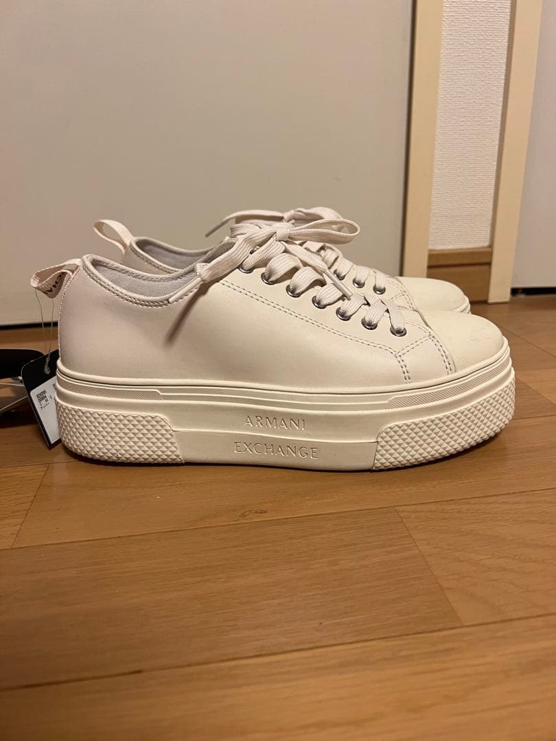 未使用 アルマーニ ARMANI EXCHANGE 厚底スニーカー レザー 37
