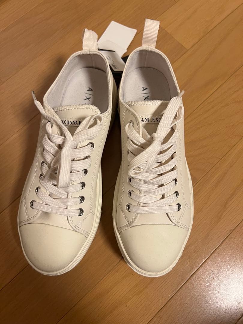 未使用 アルマーニ ARMANI EXCHANGE 厚底スニーカー レザー 37