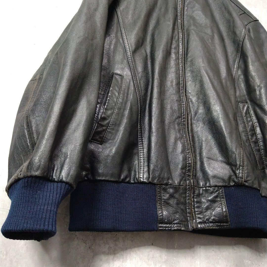 【kajiyan】90s XLサイズ 本革 レザーボンバージャケット