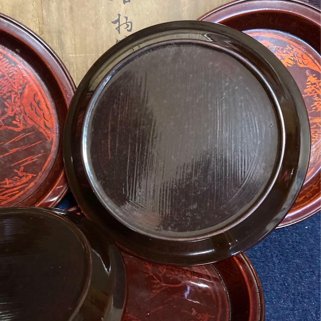 唐物箔画盆五枚組　清代