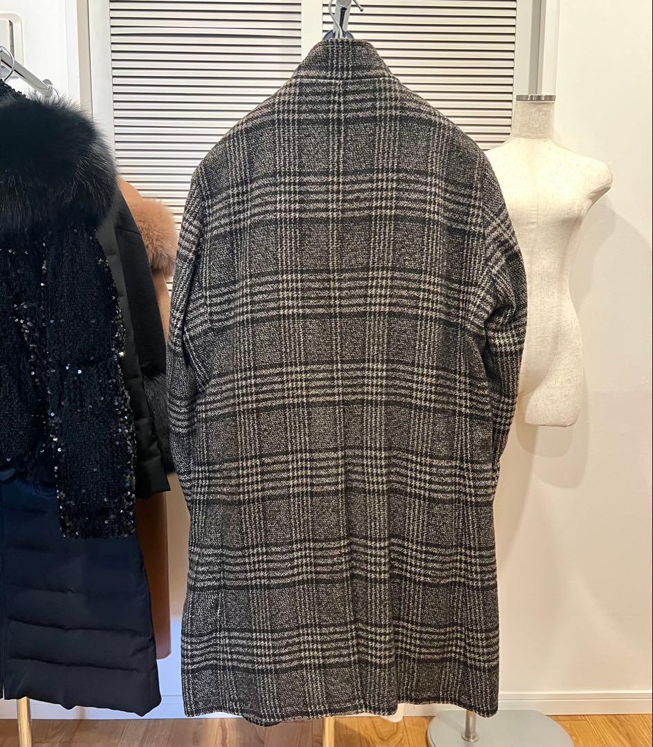 チェックツイードコート M クリーニング済み