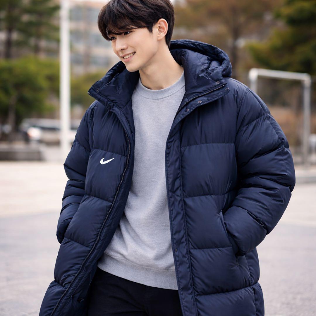美品✨ Nike　ベンチコート　L　肉厚 極暖 ロング ダウンコート　ネイビー
