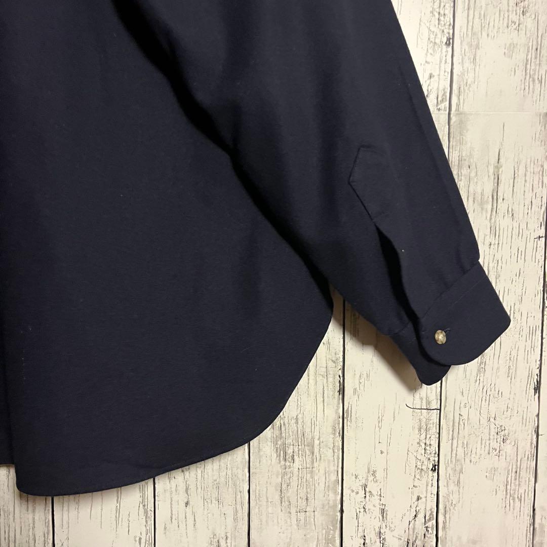 【希少】PENDLETON 70s単色USA製　ボードシャツ無地ウールXL濃紺