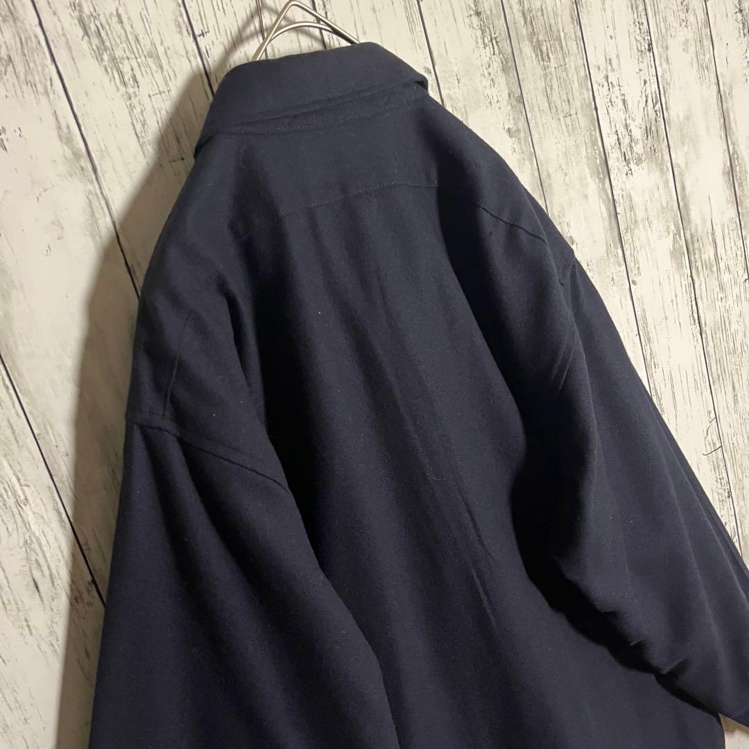 【希少】PENDLETON 70s単色USA製　ボードシャツ無地ウールXL濃紺
