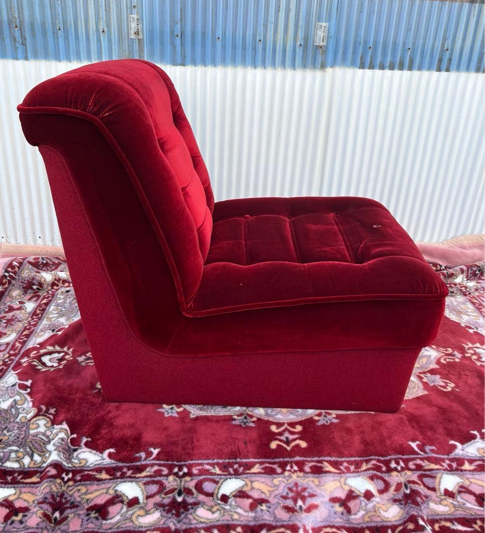 【アンティーク】ベロアソファ 1人掛けソファ 昭和レトロ 当時物 喫茶店 古家具