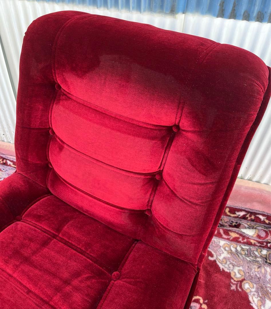 【アンティーク】ベロアソファ 1人掛けソファ 昭和レトロ 当時物 喫茶店 古家具