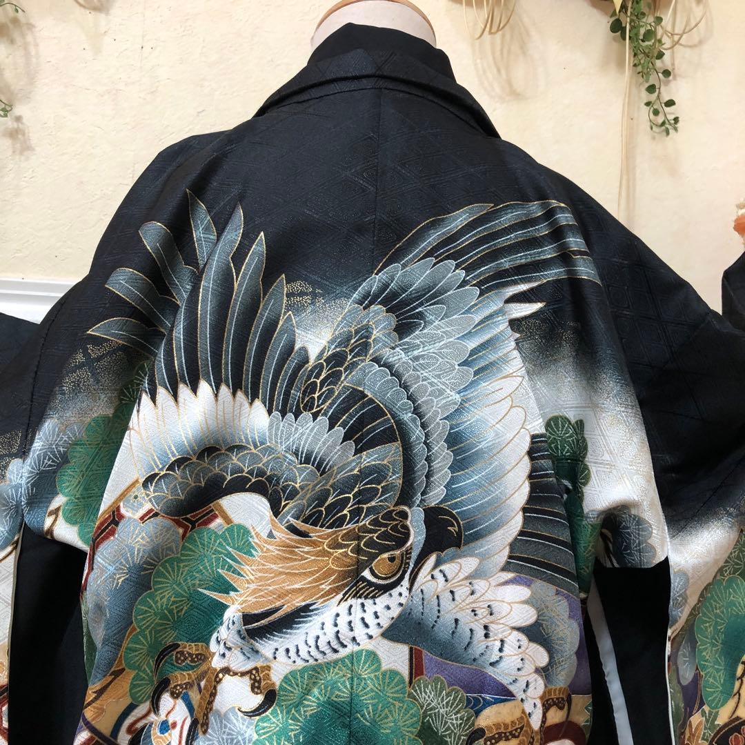 七五三 五歳‼️豪華絢爛新品完全フルセット‼️着物羽織り鷹金彩金箔‼️お家から揃える無
