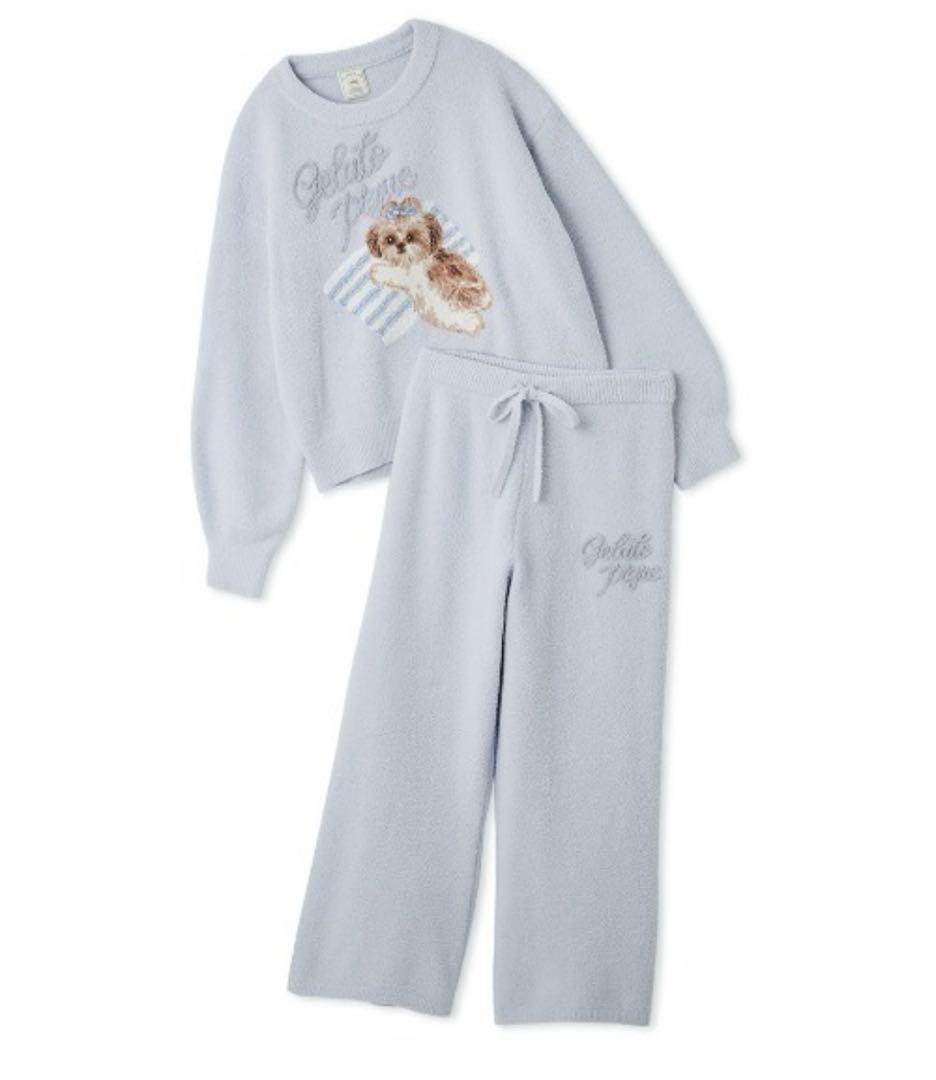 【新品】ジェラピケ　シーズージャガードプルオーバー&ベビモコロングパンツ　ブルー