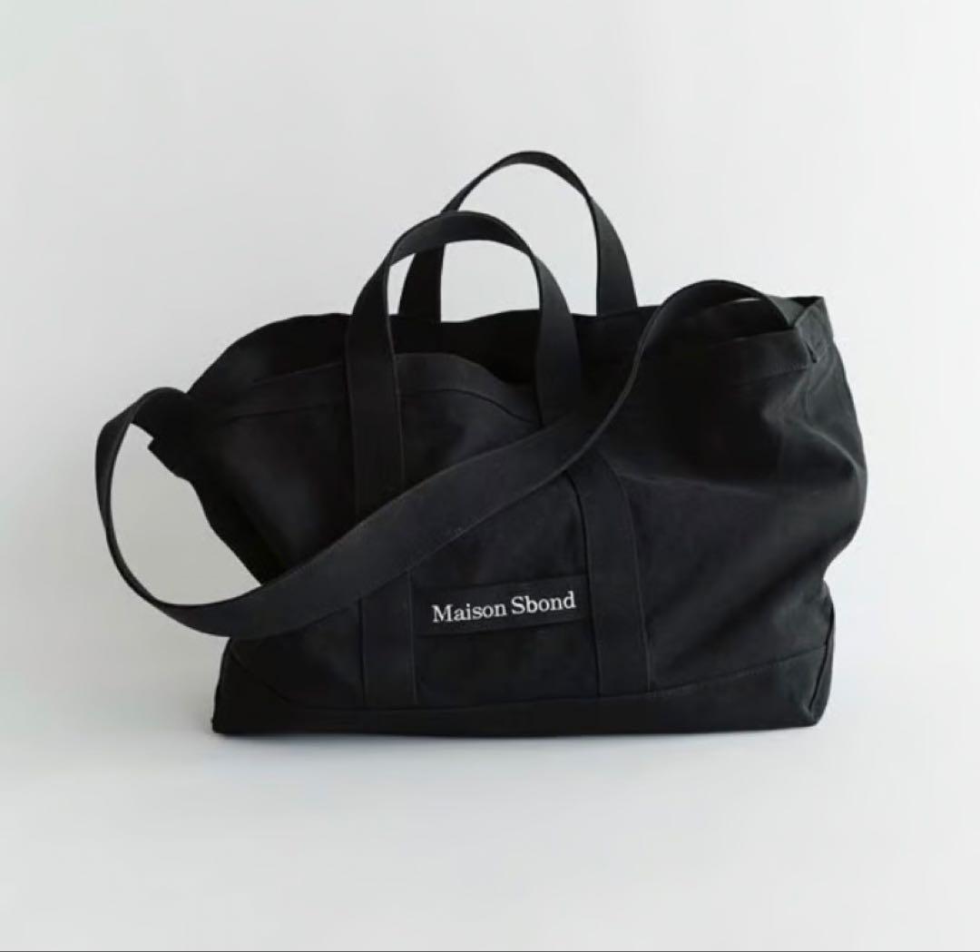 Maison Sbond ブラック キャンバストートバッグ
