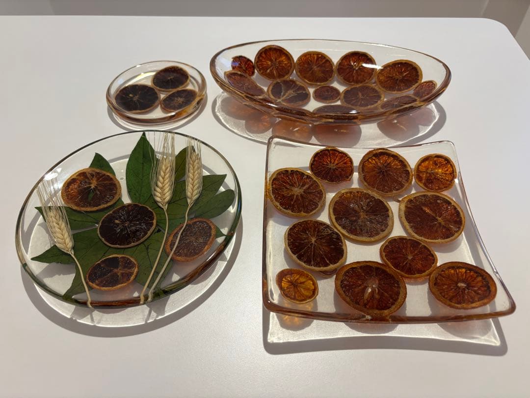 【新品】イタリア•キウラート(CHIURATO)アクリル皿(オレンジ)4点セット