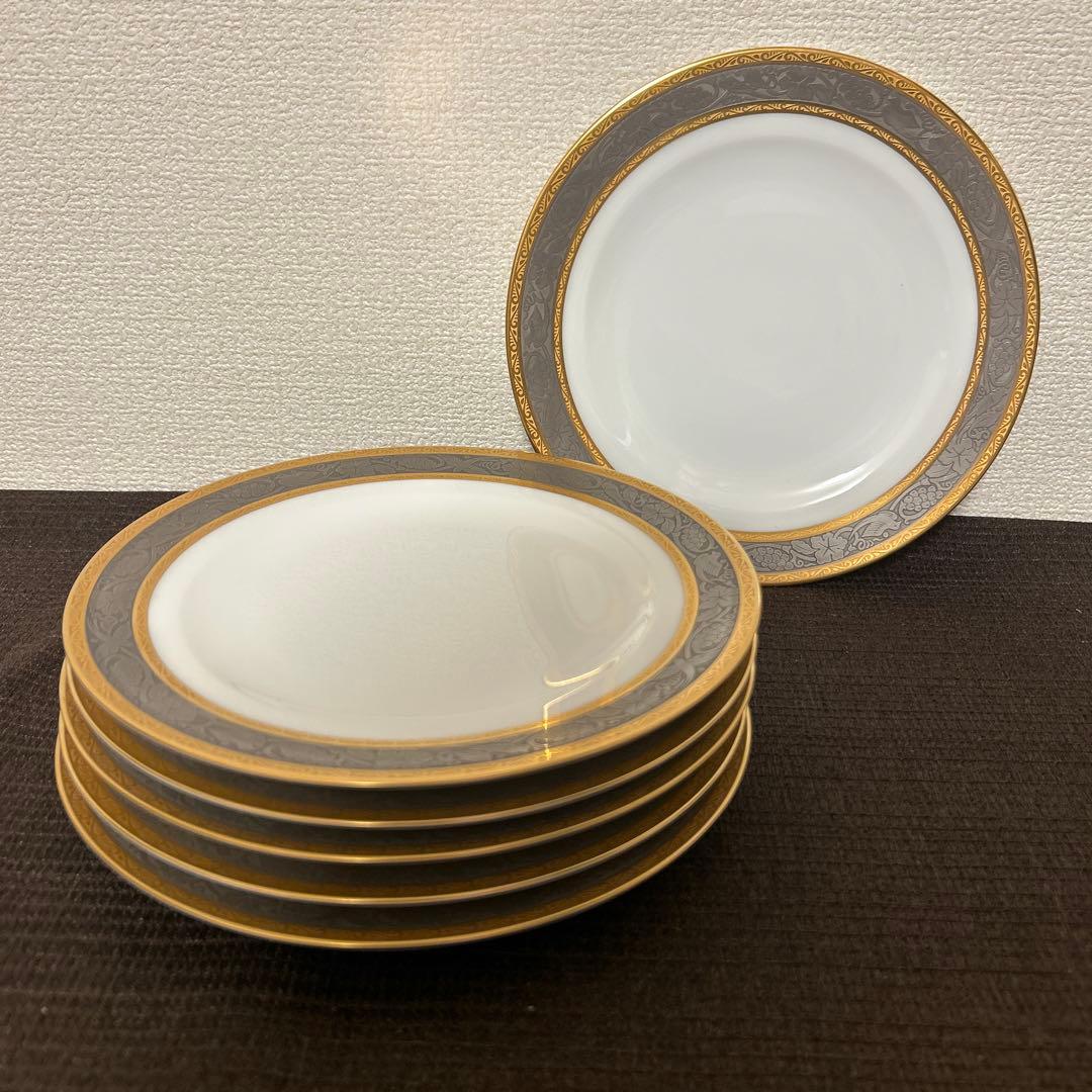 大倉陶園　白金金蝕唐草葡萄　デザートプレート　20.5cm