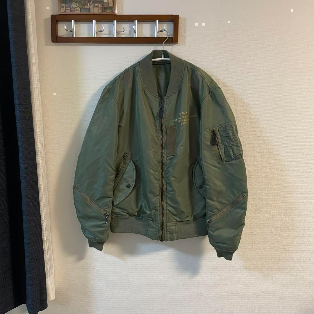 AVIREXアヴィレックスフライトジャケットXLマルチポケットステンシルMA-1