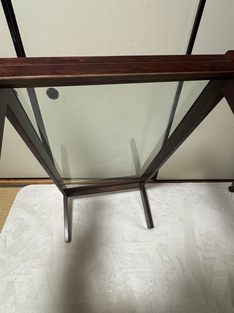 オールドカリモク　ガラストップローテーブル