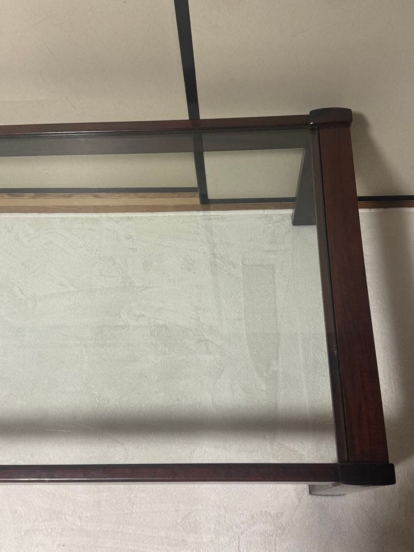 オールドカリモク　ガラストップローテーブル