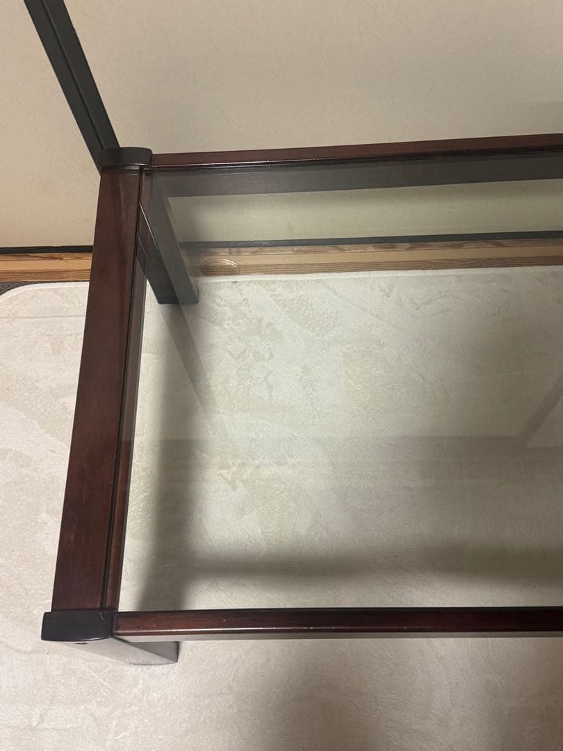 オールドカリモク　ガラストップローテーブル