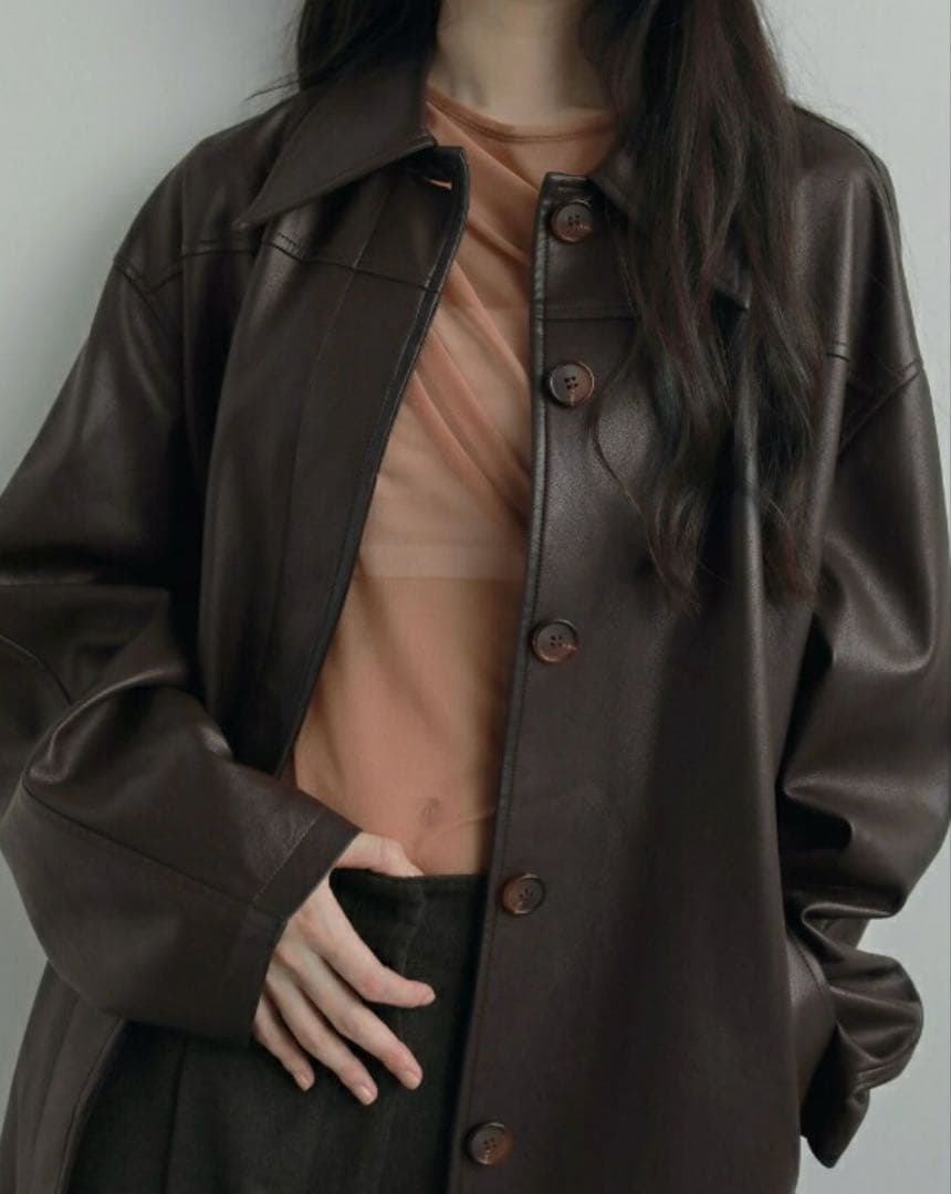 ANUKE アンヌークEcoleather Over Jacket ブラウン