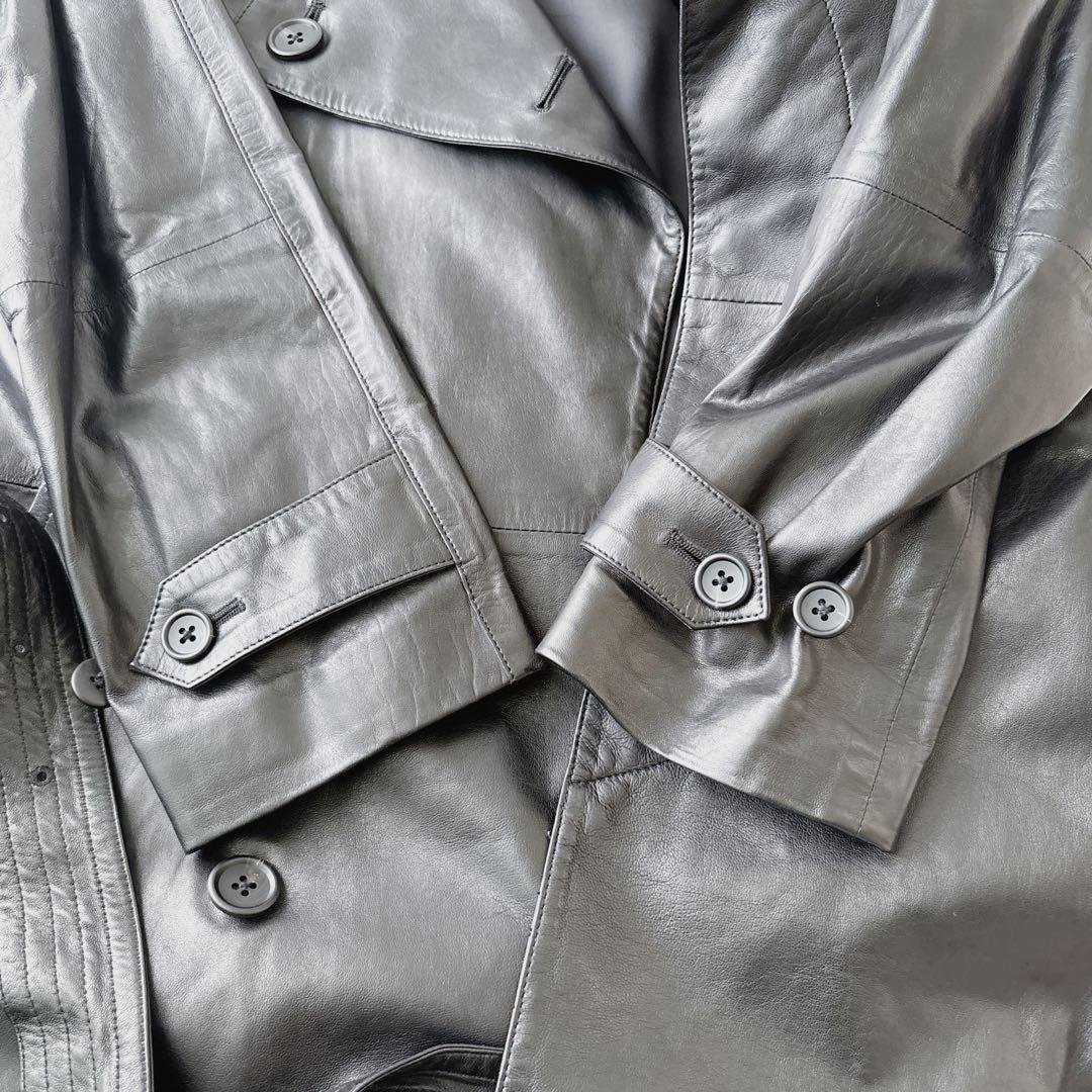 Ryu ポールスミス　L　ダブルブレスト羊革 ラムレザー トレンチ