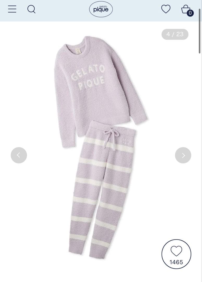 ★1度着用★☆gelato pique☆パウダーロゴジャガードプルオーバーセット