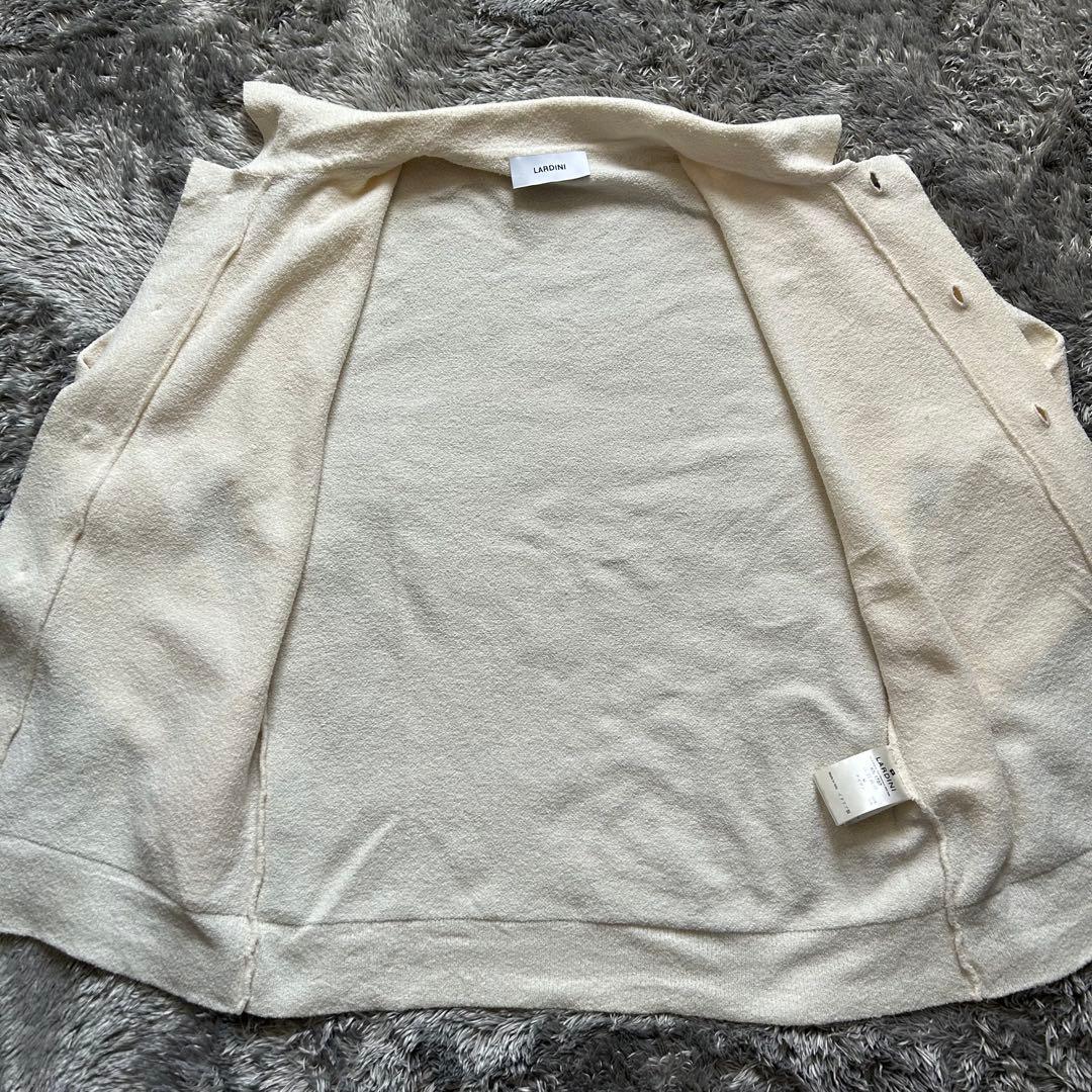LARDINI コットンニット　ブークレ　シャツカーディガン XS アイボリー