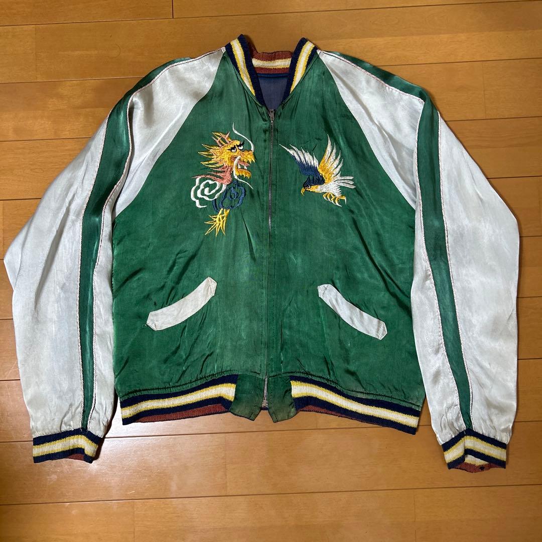 50s スカジャン フィリピン 地図 豹 鷹 龍　スペシャル