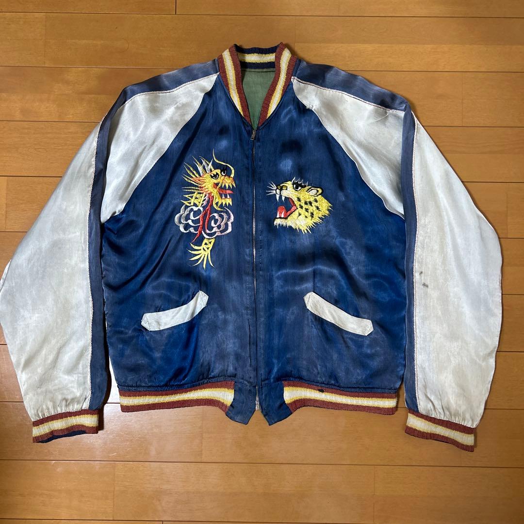 50s スカジャン フィリピン 地図 豹 鷹 龍　スペシャル