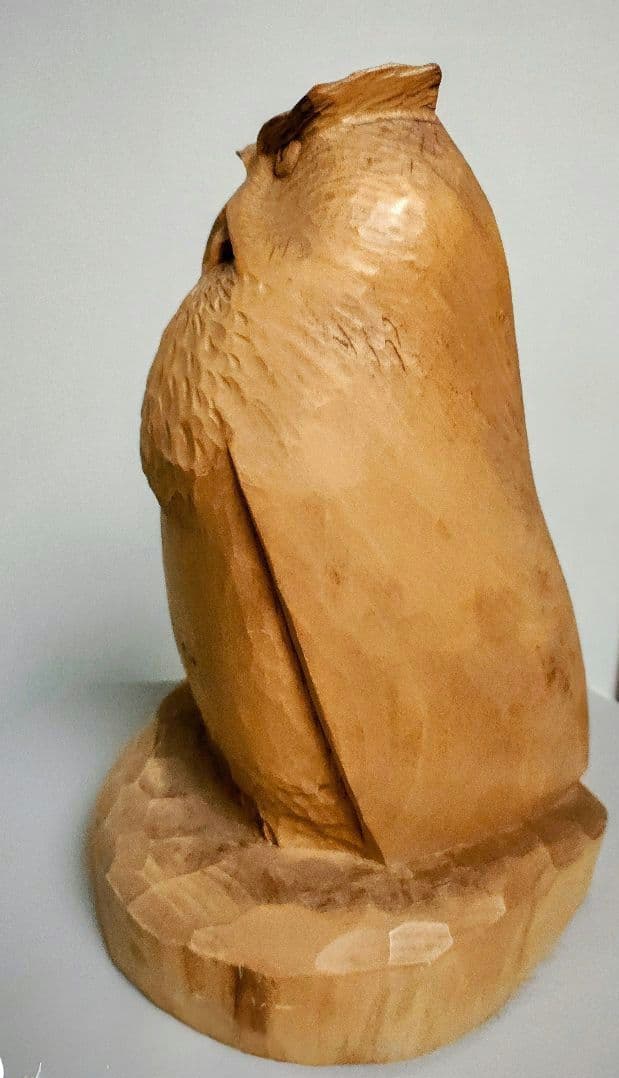 木製 フクロウの彫刻置物 3kg