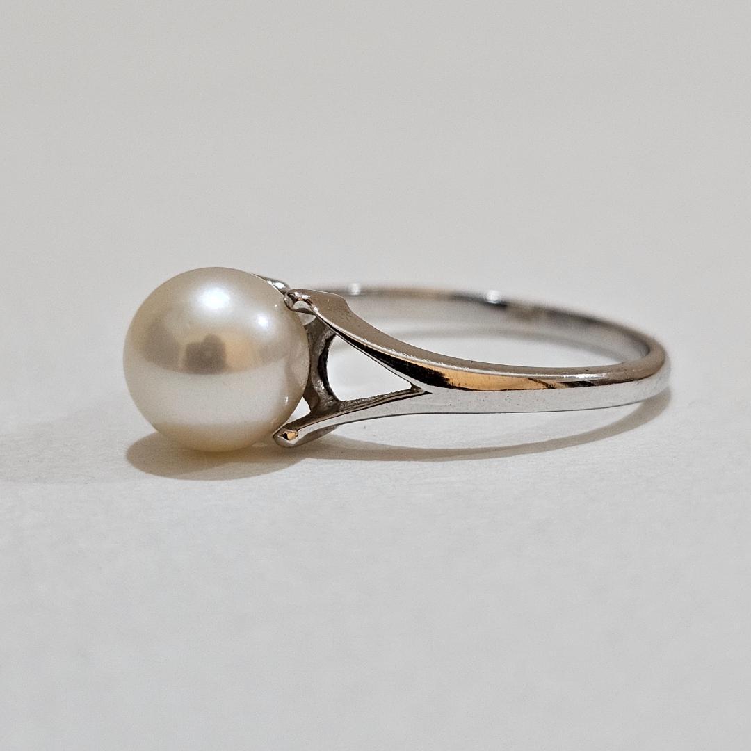 1808 ミキモトパールリングK18WGホワイトゴールド11号7.4mm