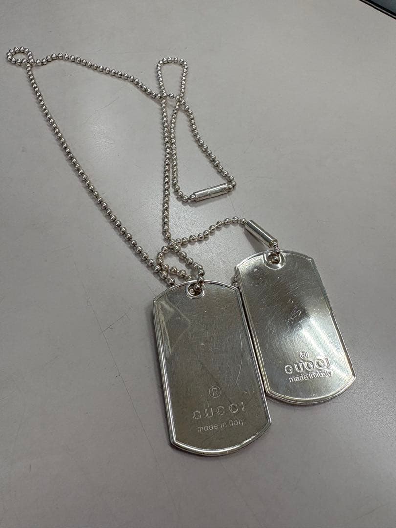 GUCCI ドッグタグ　ネックレス　シルバー