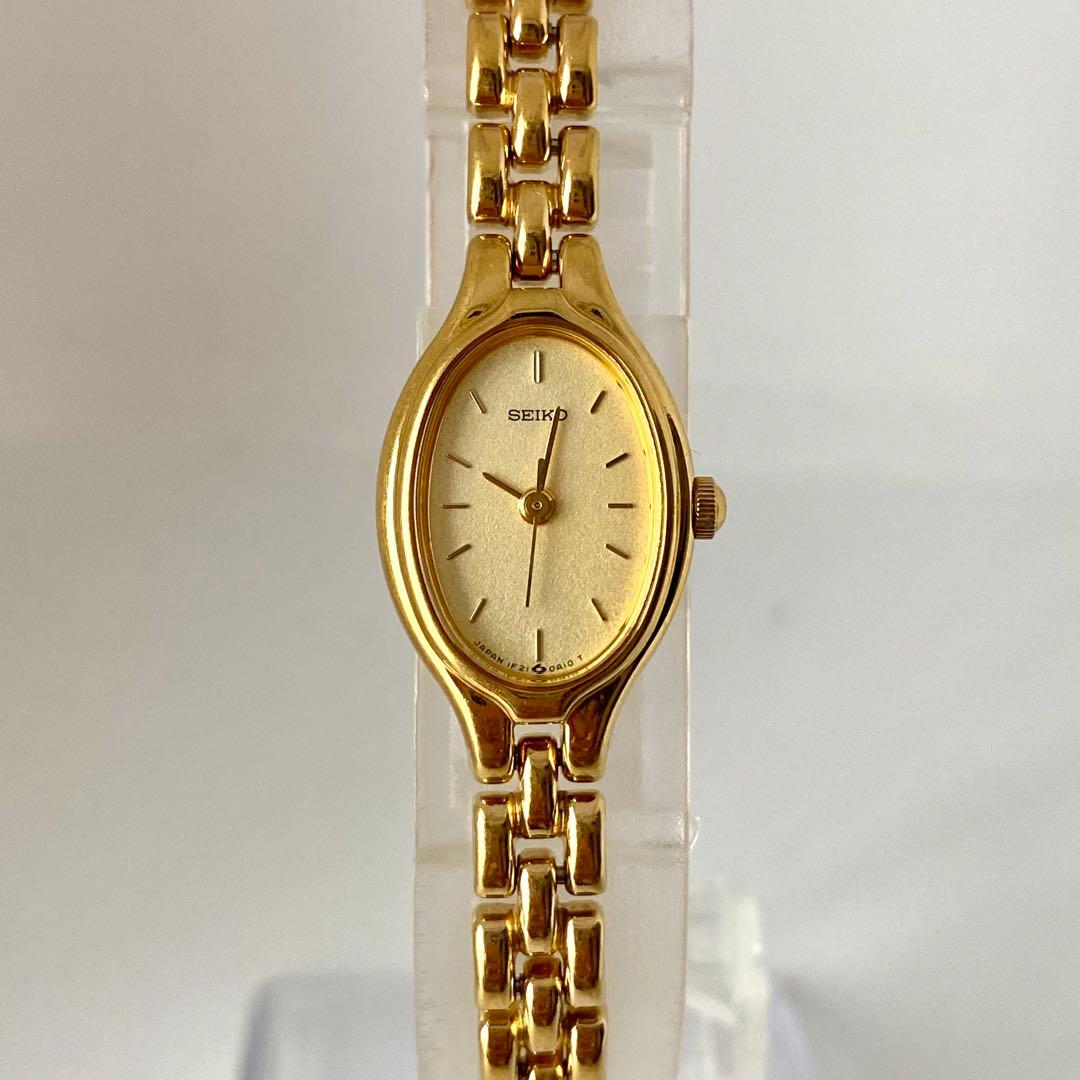 新品電池　SEIKO 腕時計　オーバル　ゴールド　3針