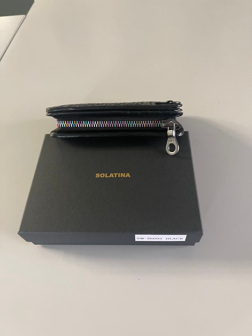 [ソラチナ] SW-36092 本馬革メッシュ折財布メンズ Black/ブラック