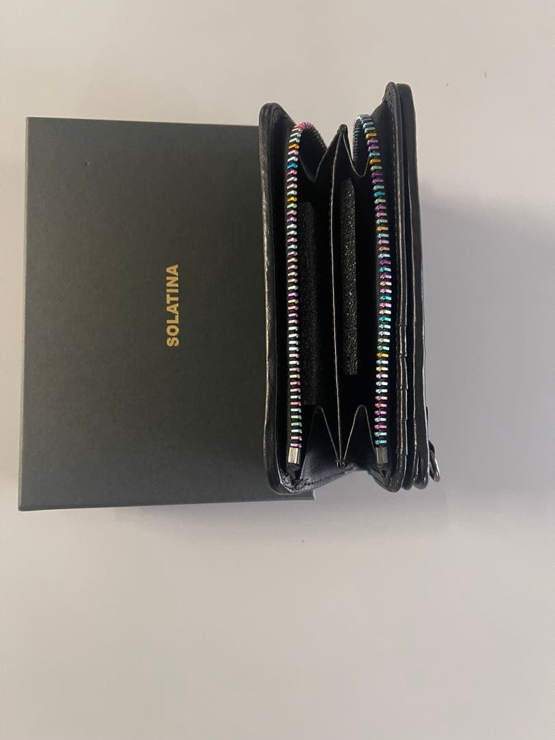 [ソラチナ] SW-36092 本馬革メッシュ折財布メンズ Black/ブラック