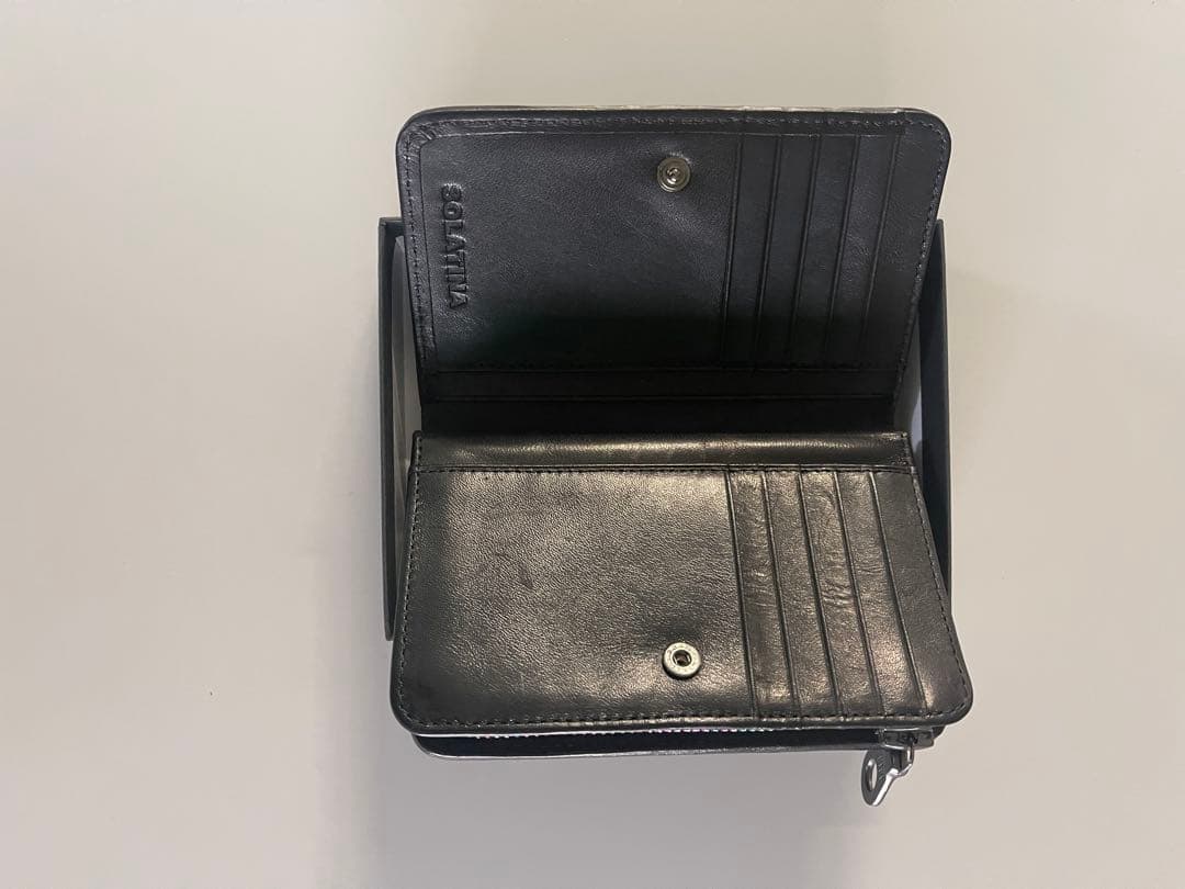 [ソラチナ] SW-36092 本馬革メッシュ折財布メンズ Black/ブラック