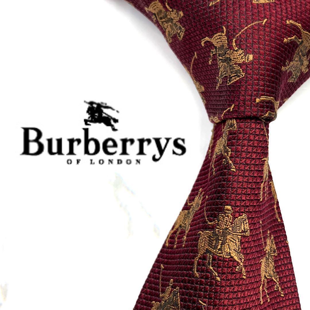 ◆美品◆ Burberry ネクタイ 騎士模様 赤色 カジュアル