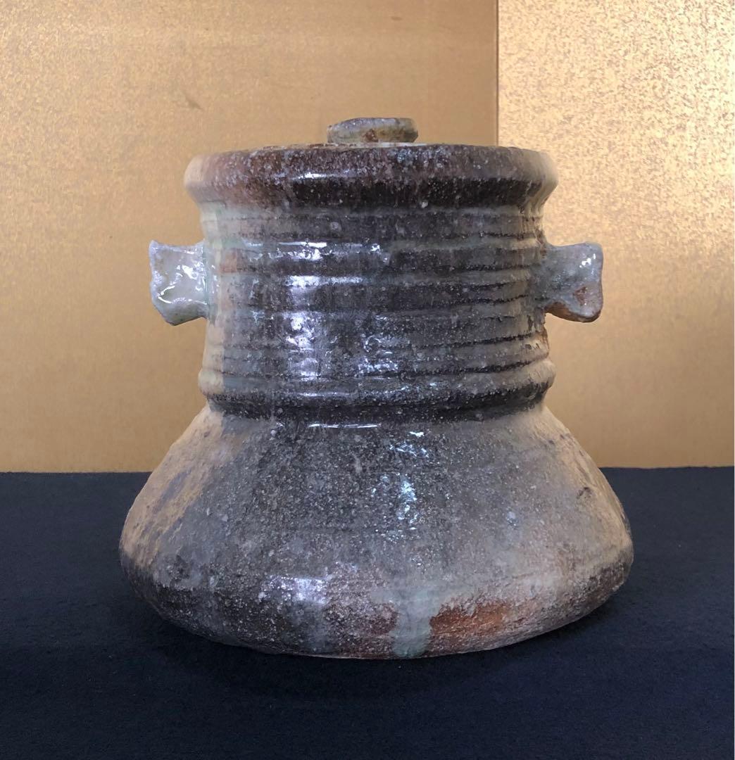 《R》伊賀焼 耳付水指 西山窯 三代坂本俊人 陶歴 共布 共箱 260209け1