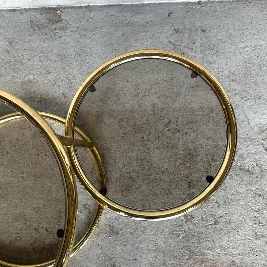 ✿北欧レトロ✿ミッドセンチュリー 3段ガラスサイドテーブル　ラウンドテーブル