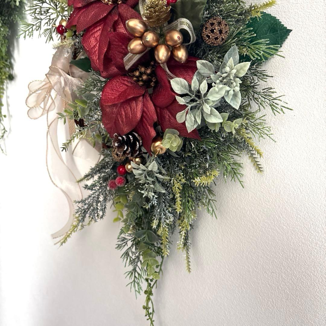 ＊hanahana　フラワーリース＊　玄関リース　クリスマスリース　レッド