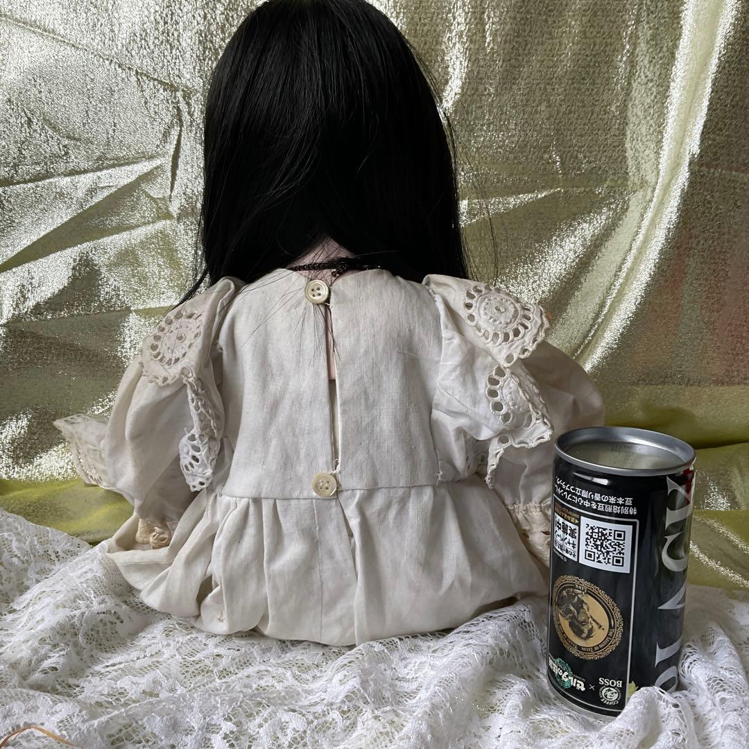 市松人形　可愛いドレス着人形　ビスク市松ドール　アンテイークドレス着抱き市松人形